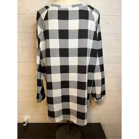 Chic Soul.Com black/white buffalo plaid long sleeve top Size 2XL - Picture 4 of 5